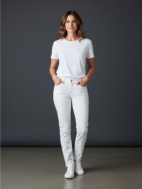 White House Black Market White Jeans with Ankle Zipper